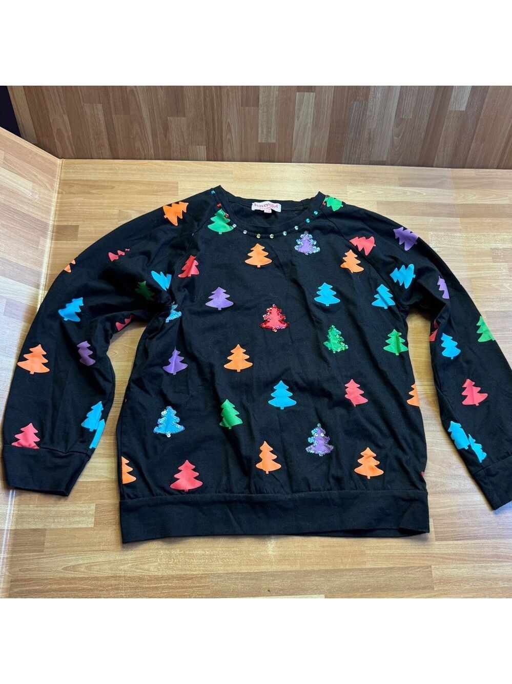 HAVEN Girl Blingy  Christmas tree sweatshirt, size 10